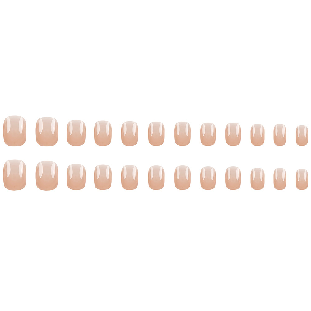 Te de leche marrón desnudo de color sólido manicure uña cuadrada suave viento diario para usar uñas cortas 24 paquetes de parches de uñas terminados image 6