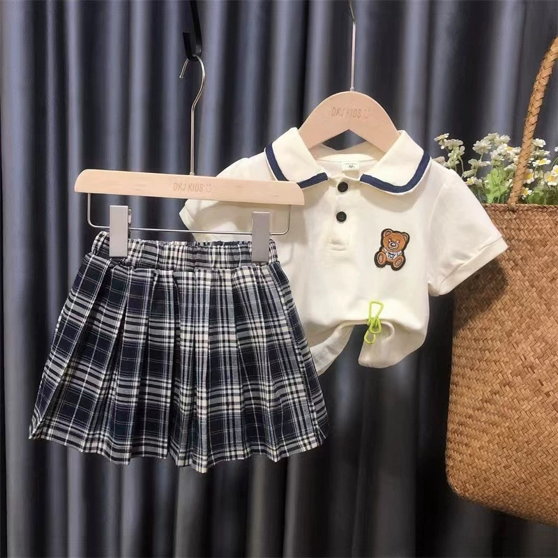 Комплект, школьная pleated skirt для ребенка, летняя одежда для девочек, западный стиль