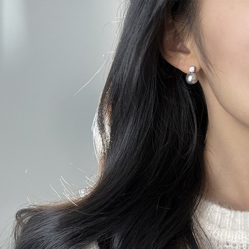 S999 sterling silver earrings for women small sweet potato Australian white real hemp lavender Princess Diana Shijia pearl earrings round earrings