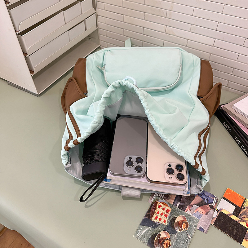 学院风束口绳双肩包韩版休闲百搭旅行背包外贸批发大容量学生书包|undefined