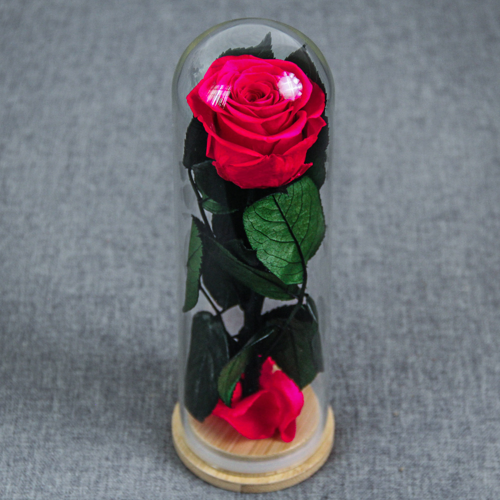 Mayorista rosa inmortalidad día de San Valentín cubierta de vidrio bambú fondo decoración del pequeño príncipe día de San Valentín una rama de rosa inmortalidad