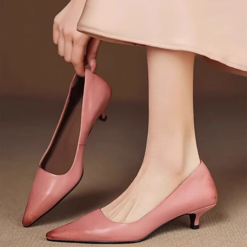 New Style Simple Pointed-Toe Mid-Heel Shallow-Mouthed Single Shoes in Four Colors, Commuter Professional Women's Shoes, Thin-Heeled Women's Shoes, Nightclub Women's Shoes