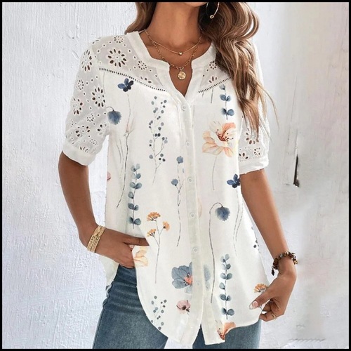 eBay women's new fashion button-down short-sleeve shirt