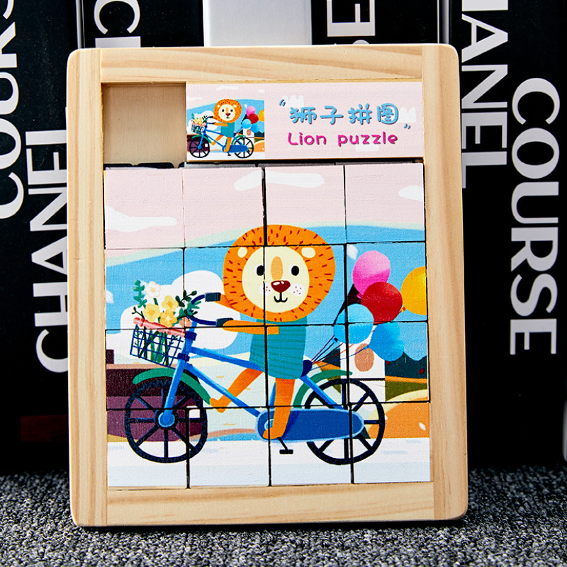 Animales de dibujos animados de madera para niños Hua Rongdao puzzles deslizantes móviles puzzle infantil juguetes personalizados