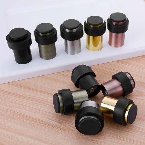 Rubber anti-collision door stop, punch-free stainless steel round door stop, safe household door stop, floor-mounted cylindrical door stop