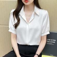 专柜真丝衬衫女2026年夏季新款时尚高档职业正装面试衬衣纯色上衣