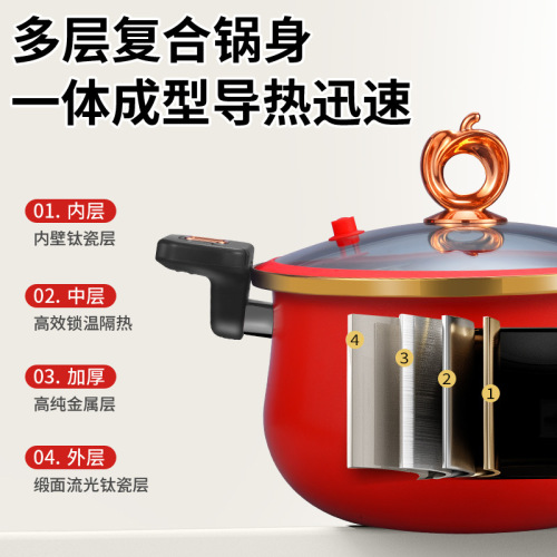 Cross-border enameled micro-pressure cooker with titanium ceramic non-stick micro-pressure soup pot, slow cooker, multi-functional cooking pot, gas general use.
