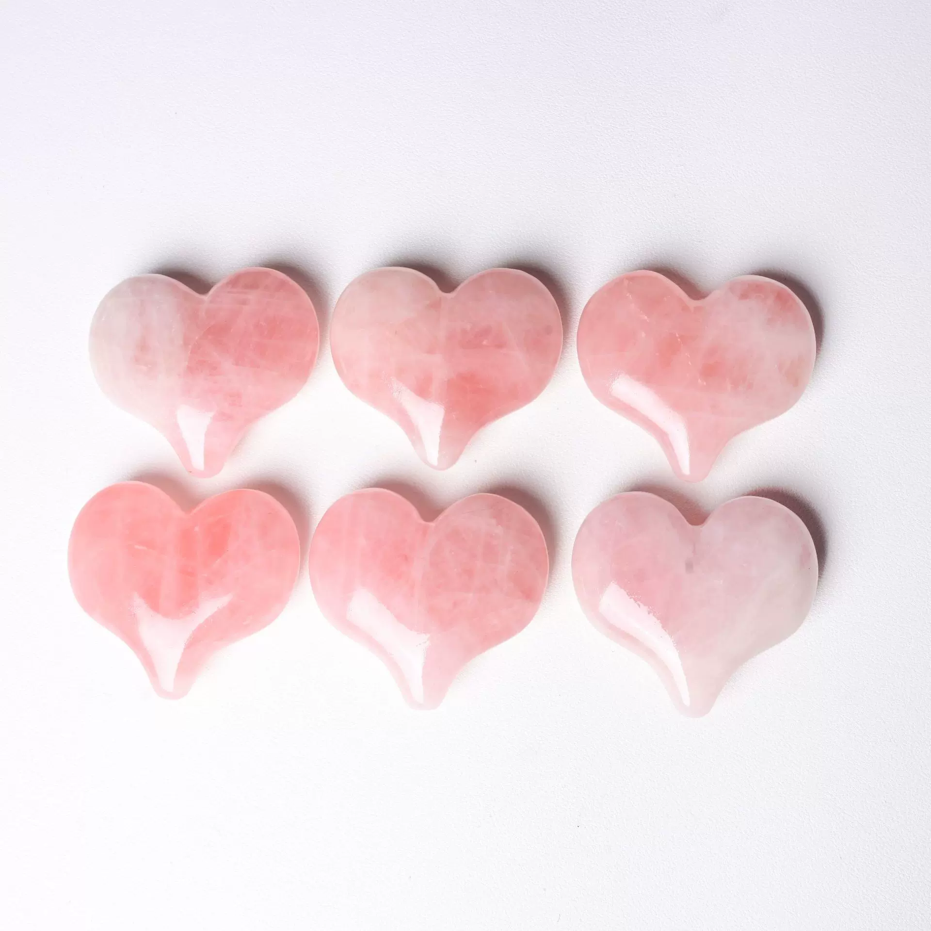 跨境爆款天然粉晶屁桃爱心60mm掌心石宝石能量diy宝石工艺品摆件