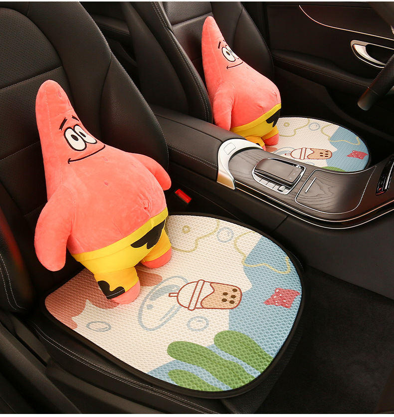 Patrick Star Cartoon Car Seat Cushion, Suitable for All Seasons, Cute Thin Breathable Seat Cover for Girls, Summer Cooling Pad with Ventilation