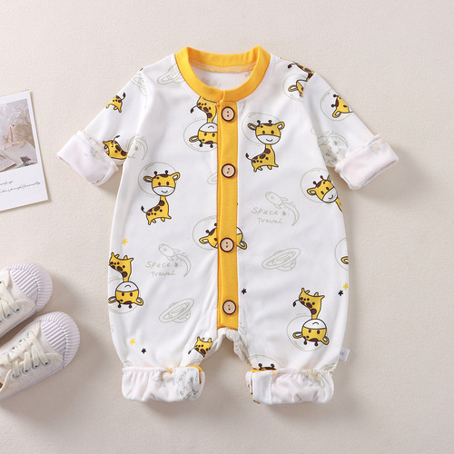 New baby pair cardigan climbing suit autumn and winter baby cartoon long-sleeved jumpsuit for newborn baby warm clothes