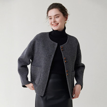 新中式中国风女装毛呢外套女方领盘扣A版小个子100%羊毛大衣短款
