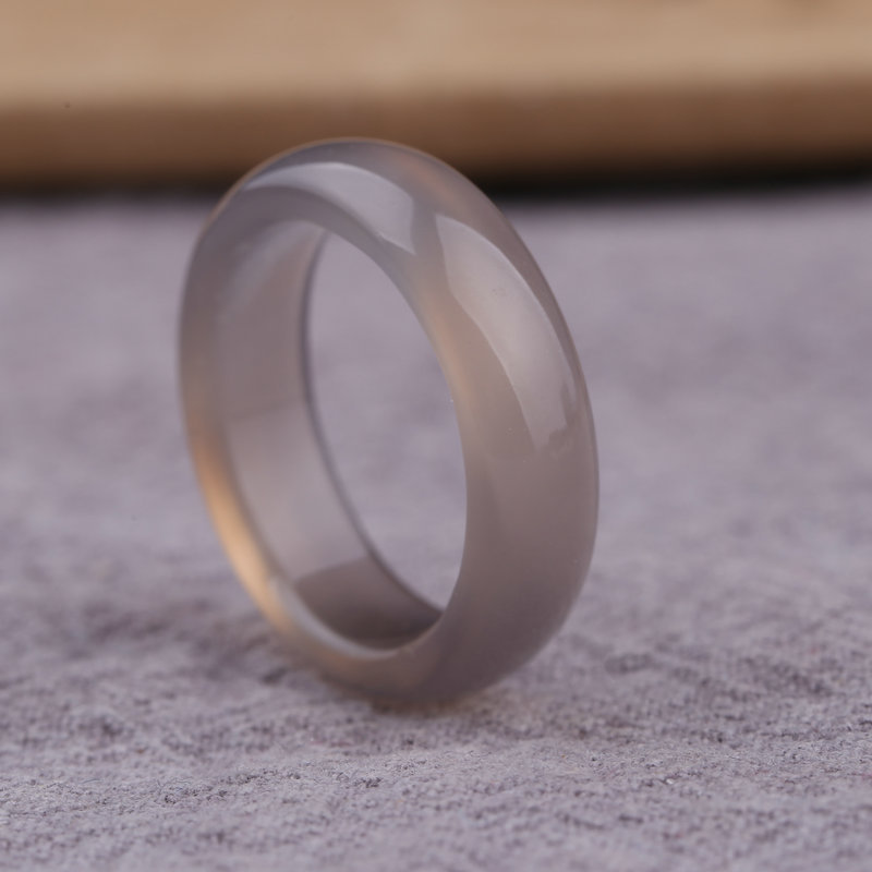 智贝主图_1烟灰色玉髓戒指白玛瑙跑环原创情侣手持手捻手机链