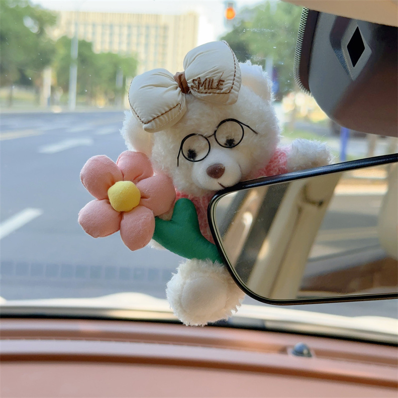 Coche creativo lindo mascota cachorro espejo retrovisor decoración de coche de dibujos animados decoración de coche decoración de coche decoración de coche mujer