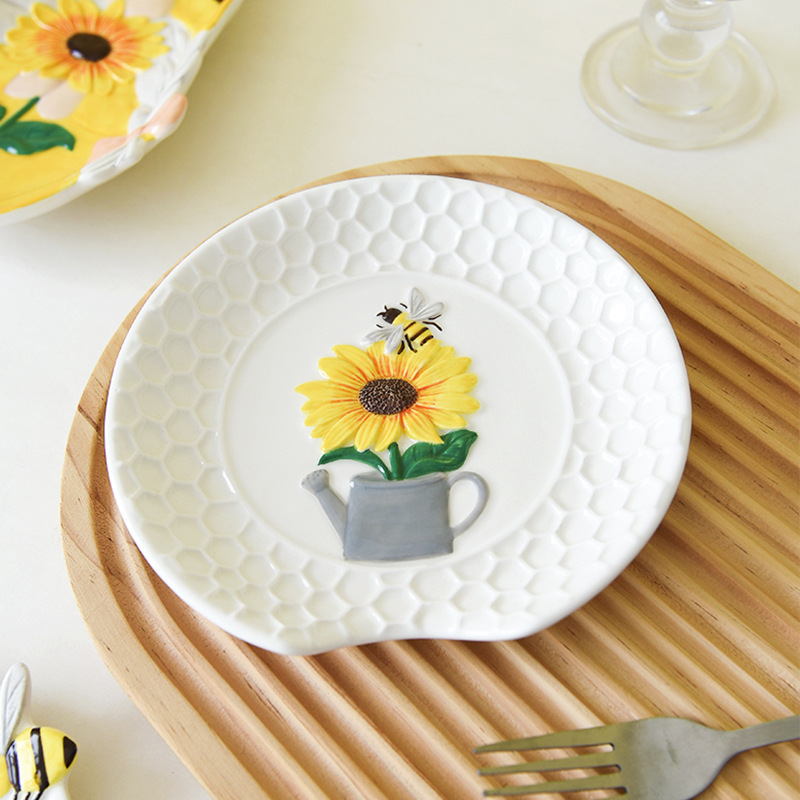 primavera abeja girasol, soporte de palillos, soporte de cucharas, soporte de cucharas, mesa de comedor, estante de cocina, cuchara de servilletas