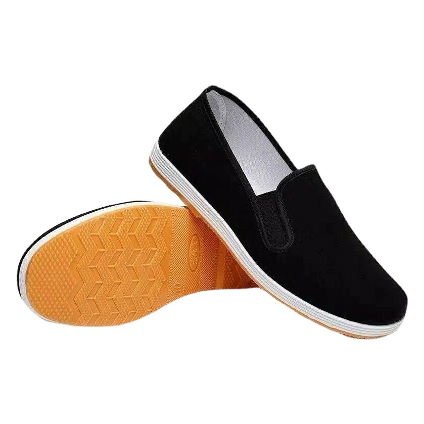 Старая пекинская тканевая обувь, мужская зимняя хлопчатобумажная обувь, на флисовой подкладке и утолщенная для защиты от холода и тепла, охрана труда, черная тканевая обувь, нескользящая.