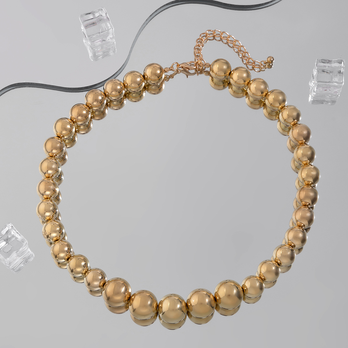 60g Weight Necklace Classification CCB Chain Material ball chain Chain Type 1 Piece Quantity Casual, Holiday, Daily Occasion CCB Material Geometric, Solid Color Pattern Men's Gender Plating Design Vintage Style, Classic Style Style Ornament Men's Exaggerated CCB Round Beads Necklace Necklace Niche Personality Hip Hop Necklace Men 2