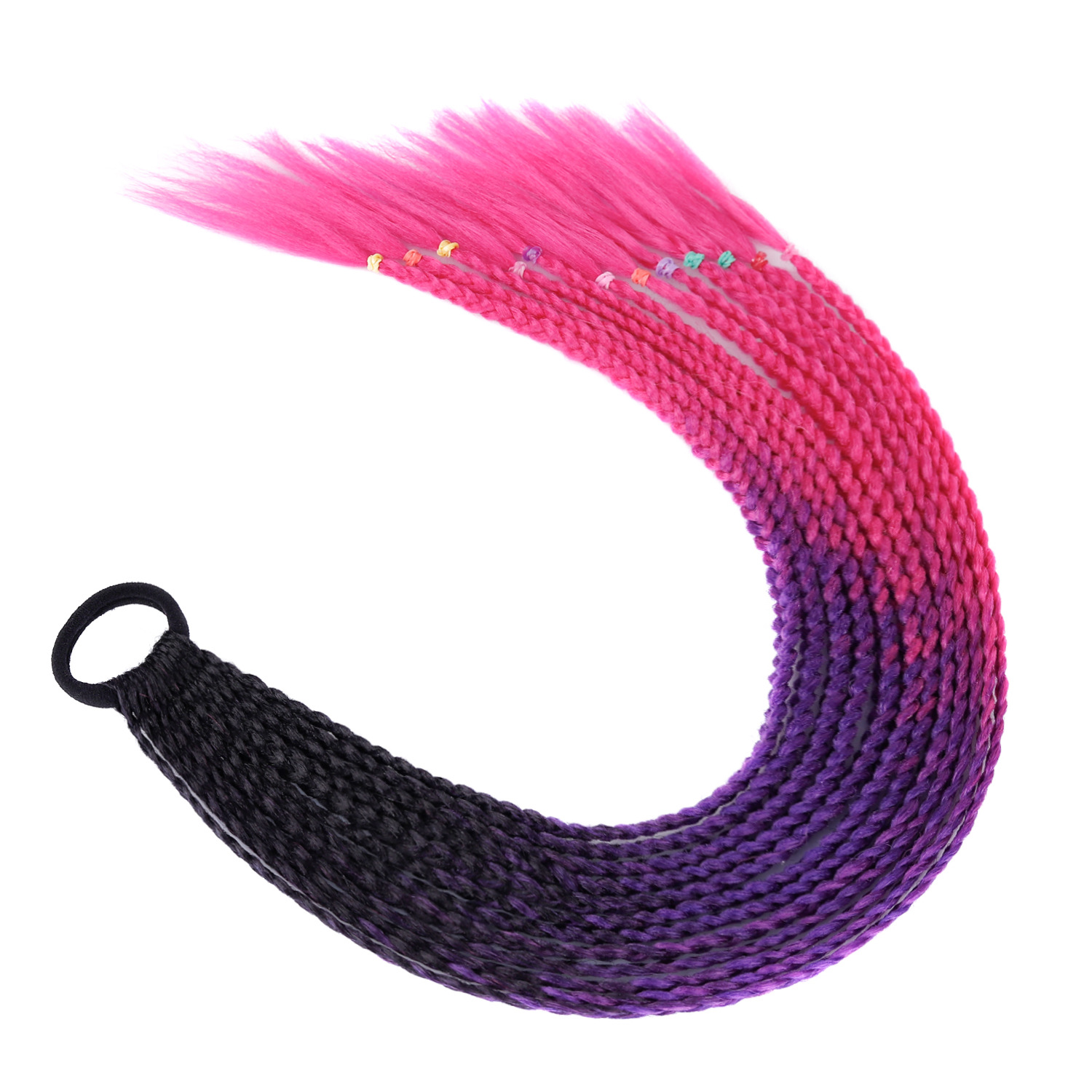 Cola de caballo C11# negro+morado+rosa roja
