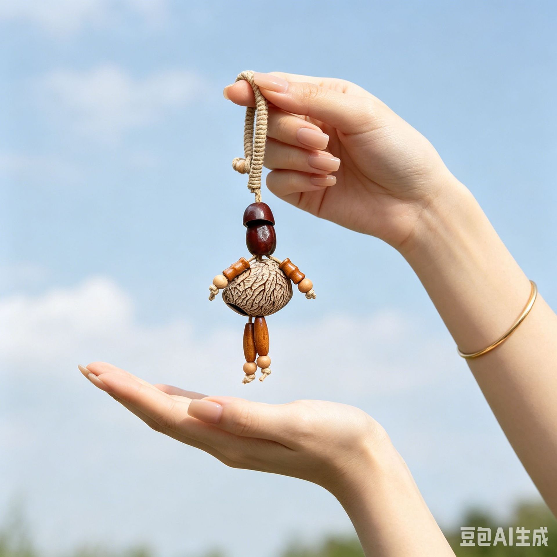 Forest-style natural fruit shell wind chime bag pendant, healing handmade finished product, car-mounted rattle, calming hanging ornament