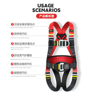 Ll Full-Body Five-Point Type with High-Altitude Work Rope Set National Standard Double Hook Anti-Fall Safety Belt Full Home Run