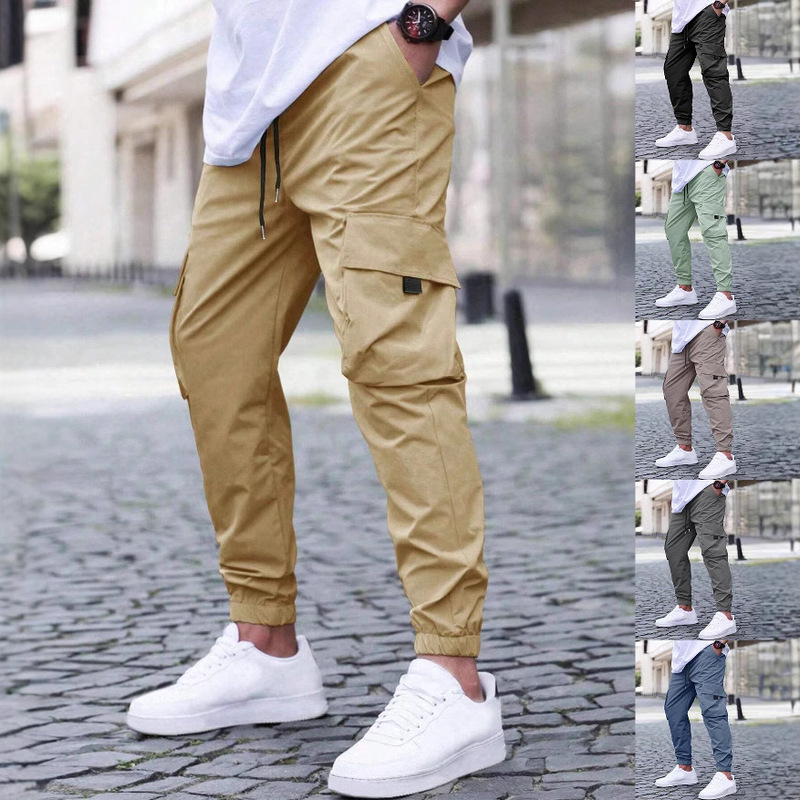 European Size Cargo Pants Jogging Pants Casual Pants Drawstring Elastic Waist Elastic Sports Outdoor Running Cotton Streetwear Sports Pants