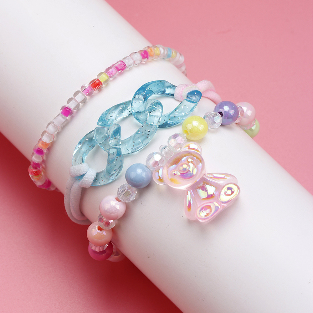 Cute Bear Plastic Handmade Beads Bracelets