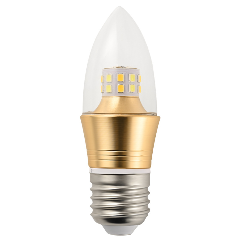 Lámpara de vela LED e14 pequeña burbuja de tornillo e275W7W9W12w cola de lámpara de cristal fuente de luz tricolor luminoso