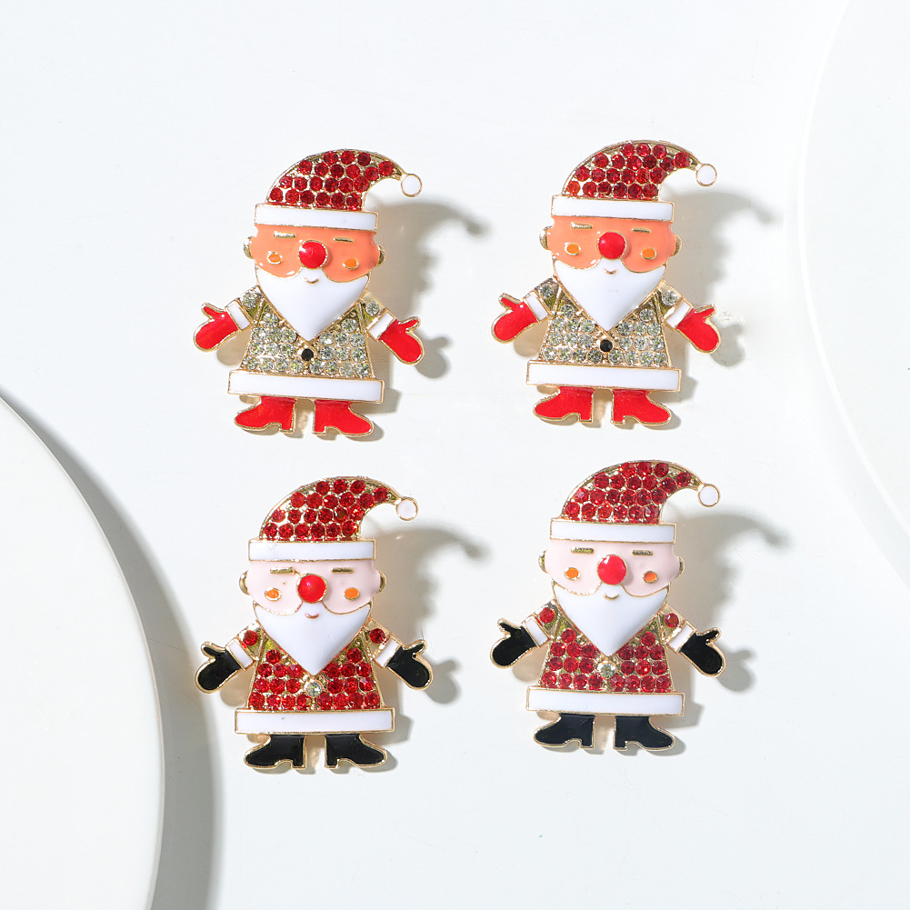 European and American Christmas Day Alloy Diamondstudded Santa Claus Creative Shiny Earringspicture10