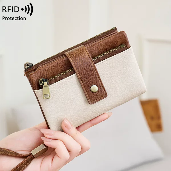 Cross-Border New Rfid Anti-Theft Women's Wallet Multi-Functional 70% off Short Wallet Retro Large-Capacity Coin Purse