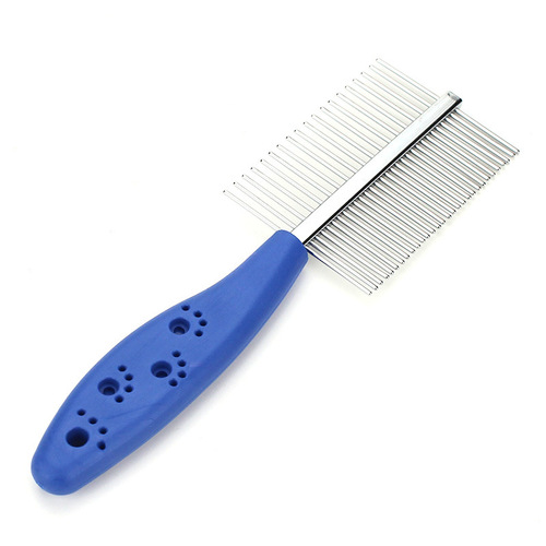 Wholesale double-sided pet comb with dense teeth and handle stainless steel comb dog comb cat knotting comb supplies