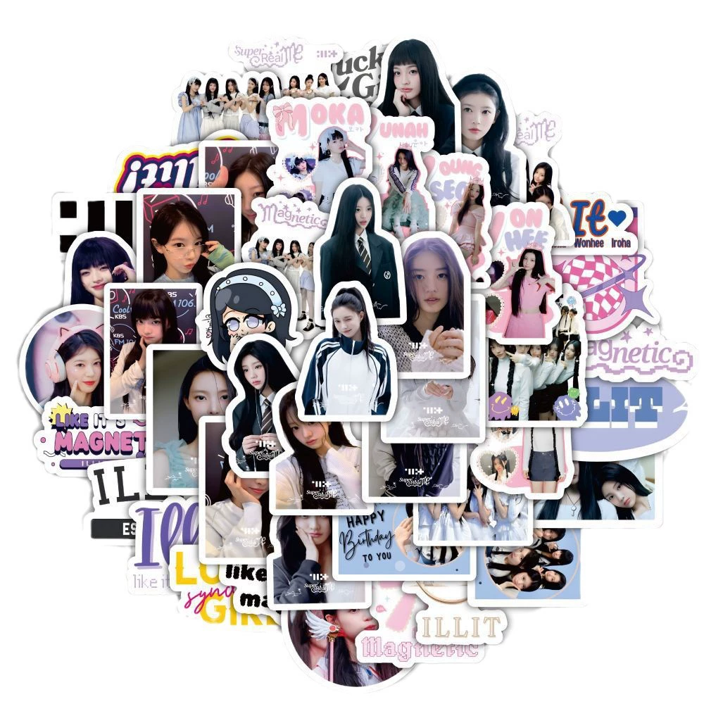 60 наклеек для KPOP Korean girl group ILLIT Ли Вон-хи, Лу Юн-о, творческий звездный периферийный материал наклейки