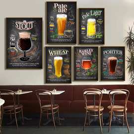 复古黑啤大麦小麦啤酒帆布画厂家批发来图打印油画跨境电商Lazada
