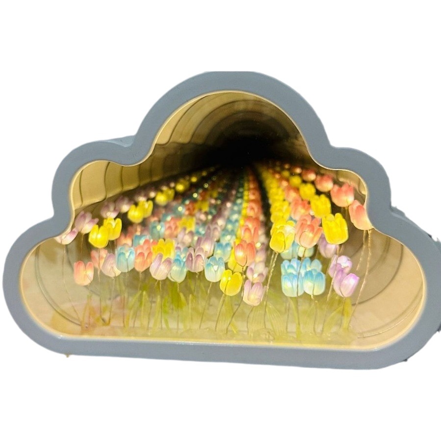 Regalo de Cumpleaños novias tulipán espejo nube flor mar noche luz hecha a mano material bricolaje paquete para niñas