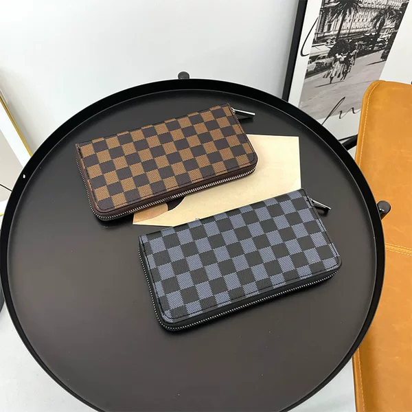 Cross-border business men's wallet trendy plaid men's handbag multi-card large capacity chessboard wallet wholesale