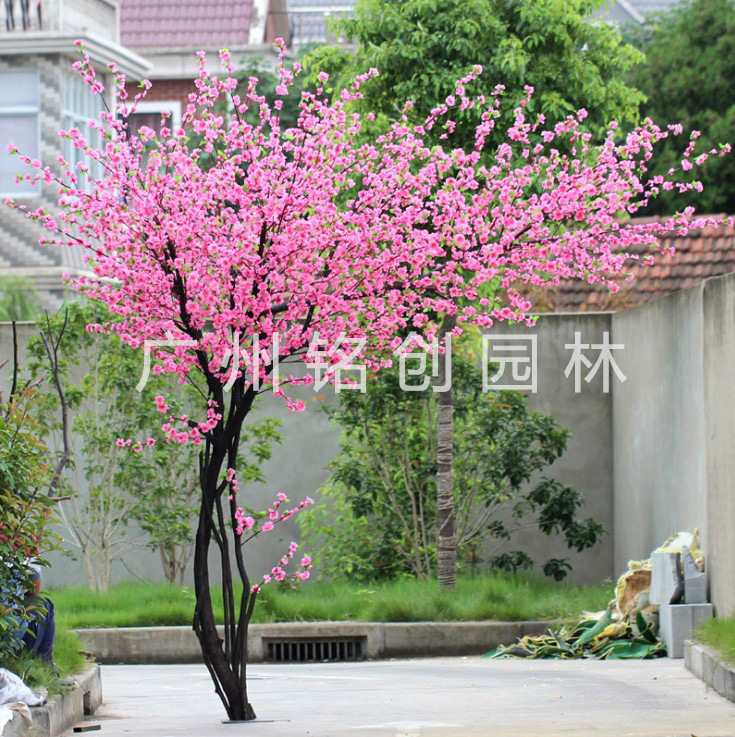 Árbol de durazno artificial melocotón flor artificial salón centro comercial boda exposición decoración piso árbol artificial fábrica ventas directas