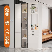轻奢玻璃玄关柜现代简约酒柜间厅柜子鞋柜欧式入户客厅屏风隔断柜