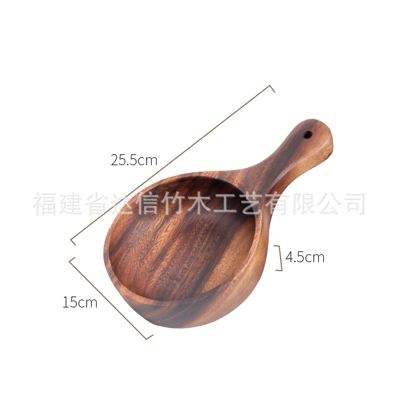 Cuenco de fideos instantáneos de celebridades de Internet de Xiangsimu Cuenco de madera de mango largo coreano Cuenco de boca redonda de mango largo Cuenco de kimchi Cuenco de madera de ensalada