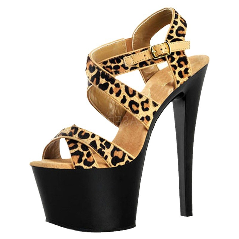 zapatos de leopardo zapatos de mujer de tacones altos profesionales de tacones delgados impermeables zapatos de boca de pez sandalias de tamaño grande verano 2024 nuevo