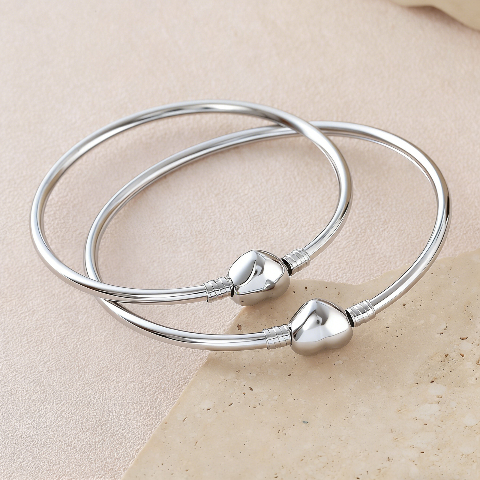 Tirante laterale a forma di cuore liscio in acciaio inossidabile transfrontaliero, semplice e versatile, catena a serpente regolabile fai da te_voghion.com
