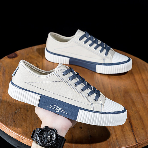 Men's Canvas Shoes 2024 Spring Low-Top Cookie Shoes for Men, Fabric Shoes with Breathable Insoles, Casual Shoes for Export and Wholesale