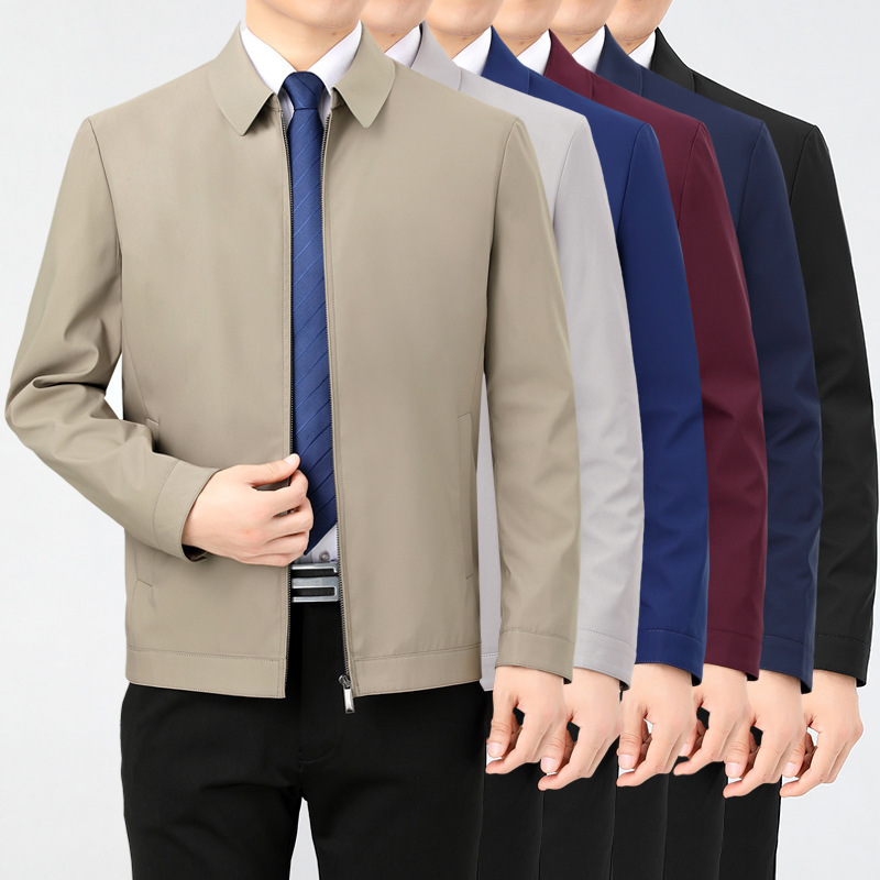 Counter Men's Mulberry Silk Jacket Business Casual Laps Middle-aged Dad Jacket Non-ironing Leader Men's Top