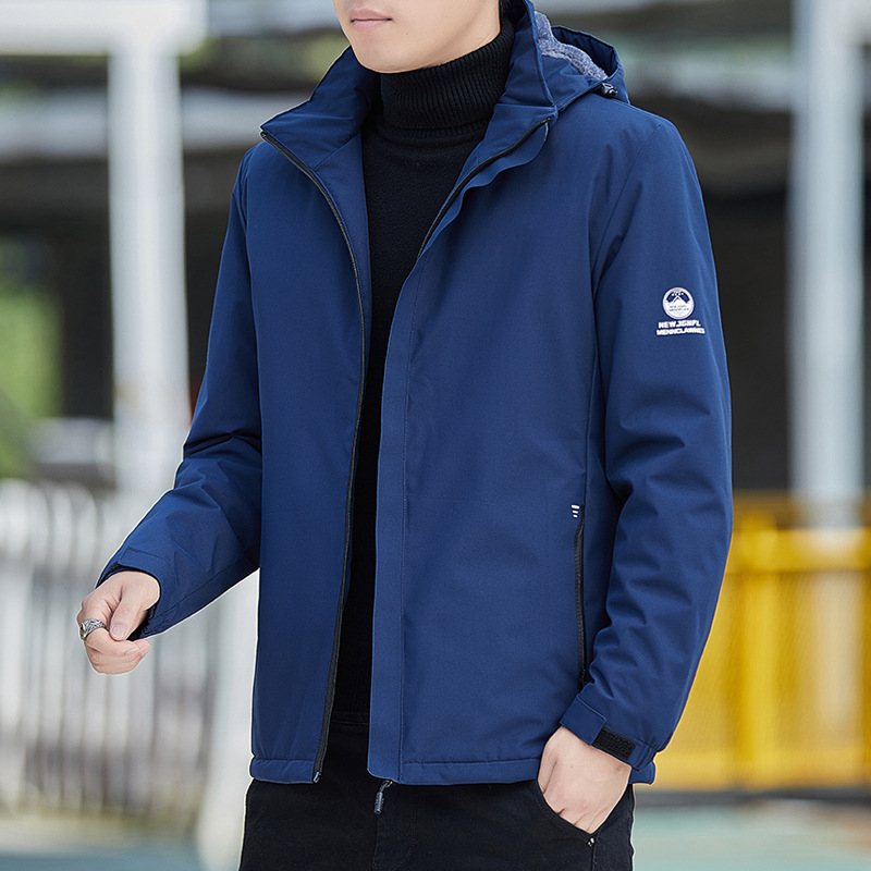 커플 야외 방풍 새로운 도착 기모 남성을위한 두꺼운 재킷 이동식 모자를 가진 유행 패션 재킷