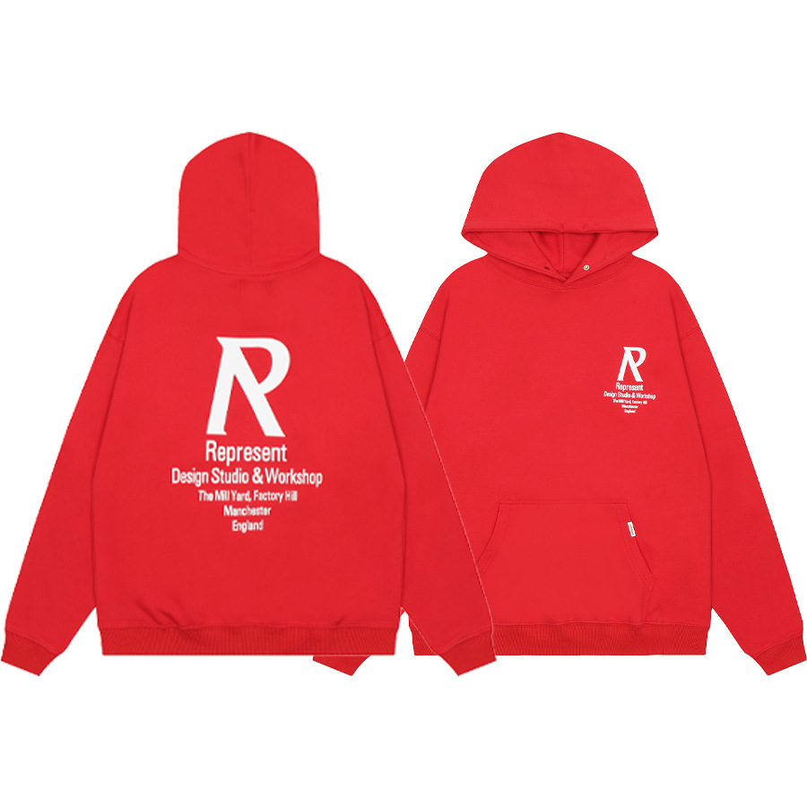 La marca de moda transfronteriza REPRESENT London Limited eslogan LOGO impresión hombres y mujeres sueltos suéter con capucha casual