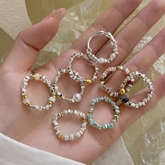 Irregular broken silver pearls women's lightweight luxury niche design high-end tail ring fashionable personality temperament ring