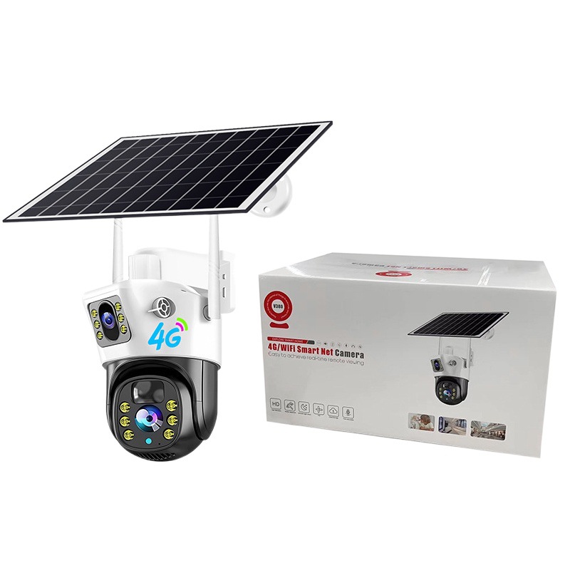 Monitoreo solar al aire libre doble lente 4G bajo consumo de energía Cámara impermeable cámara inalámbrica HD monitoreo a todo color