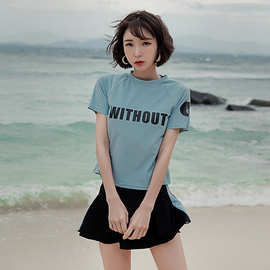 泳衣女2021新款仙女范分体三件套遮肚显瘦保守les温泉泳衣女批发