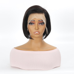 欧米のかつら13*4の前のレースの全人の髪の短いストレートの髪のカバーの許昌工場のpixie cut wig