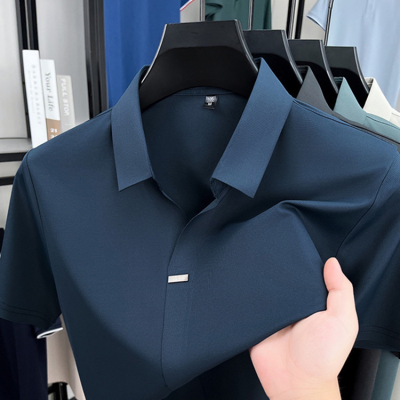 Summer New Style Seamless No-Iron Polo Shirt Fresh Gray Short-Sleeved • Business Fashion Men