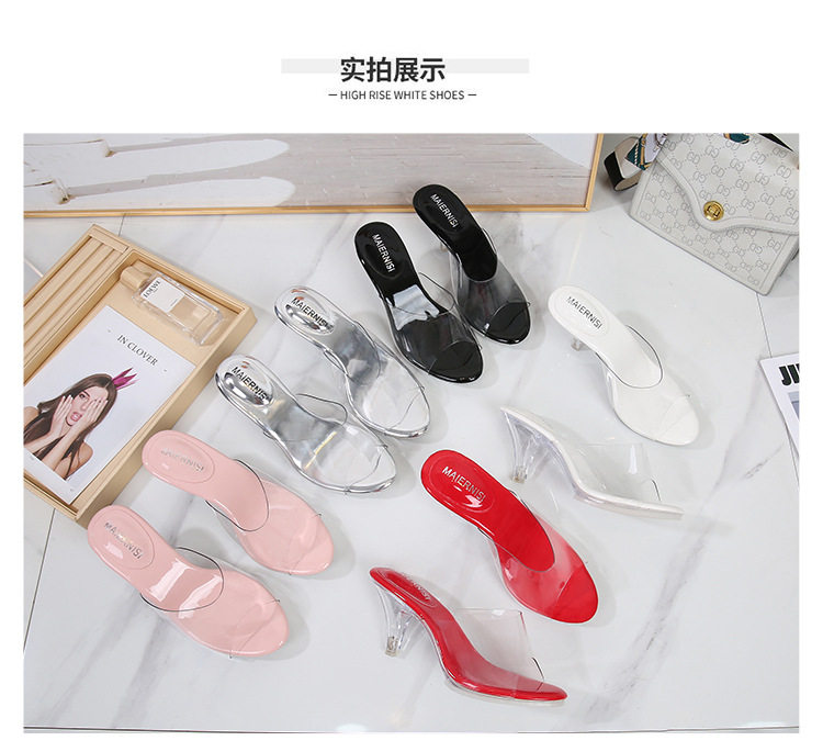 Dép sandal nữ quai ngang đính pha lê gót vuông 3–6 cm — Màu bạc, Màu hồng, Màu trắng, Màu đen chi tiết 43