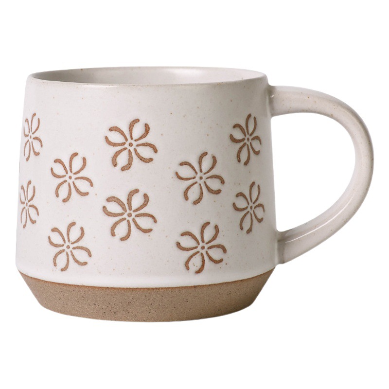 Taza de agua de estilo japonés creativo Taza de cerámica pintada a mano taza de desayuno hogar agradable gres arcilla horno de microondas taza