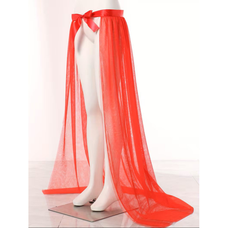 Women's Long Ruffled Tulle Skirt with a Train, Floor-Length, Solid Color, Suitable for Weddings, Parties, and Special Occasions Women's Long Ruffled Tulle Skirt with a Train, Floor-Length, Solid Color, Suitable for Weddings, Parties, and Special Occasions